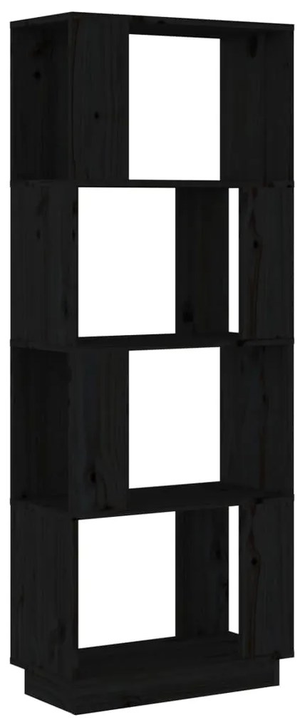 814043 vidaXL Bibliotecă/Separator cameră, negru, 51x25x132 cm lemn masiv pin