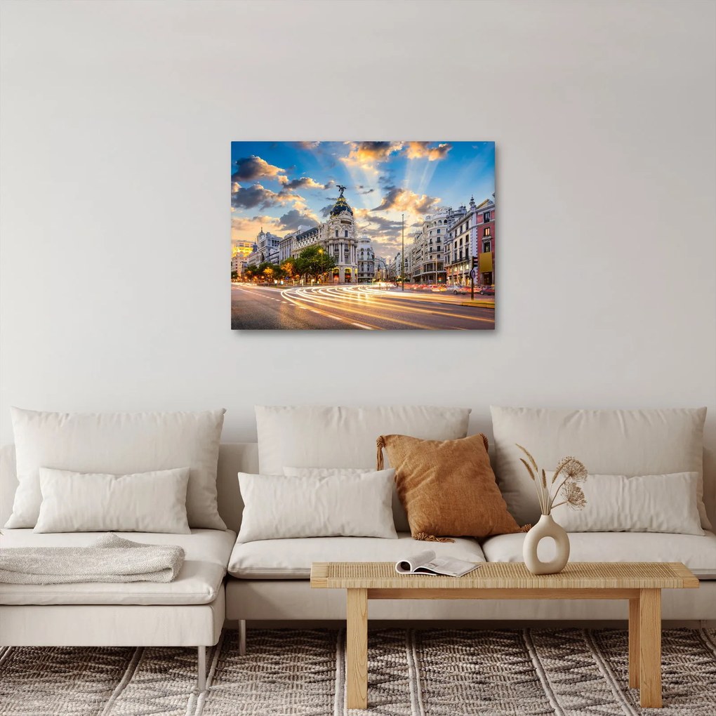 Tablou - Calle Gran Vía, Madrid, Spania (70x50 cm)