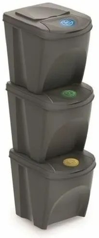 Coșuri selectare gunoi Sortibox 25 l, 3 buc., gri,