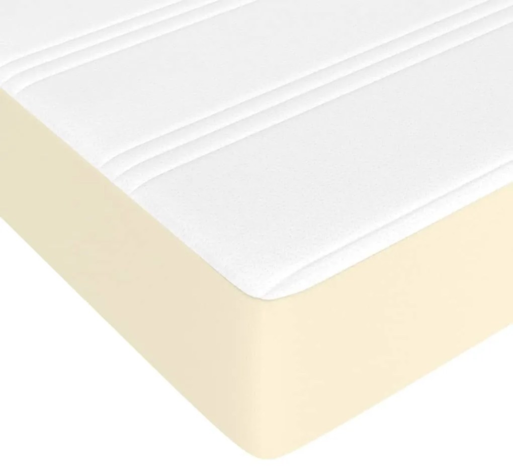 Pat box spring cu saltea, crem, 180x200 cm, piele ecologica Crem, 25 cm, 180 x 200 cm