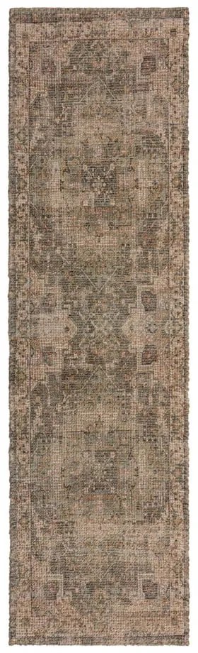 Covor tip traversă kaki țesut manual din amestec de iută 60x230 cm Selena Jute Traditional – Flair Rugs