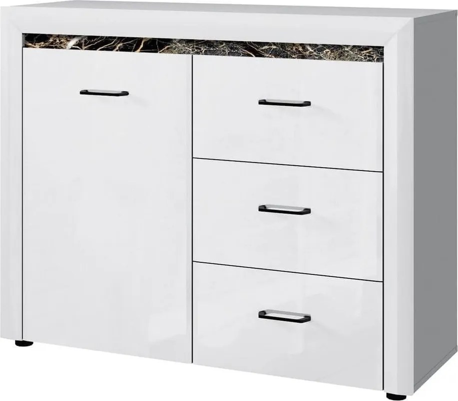 Comoda WHITEBLACK, alb/negru, PAL, 116x40x92 cm