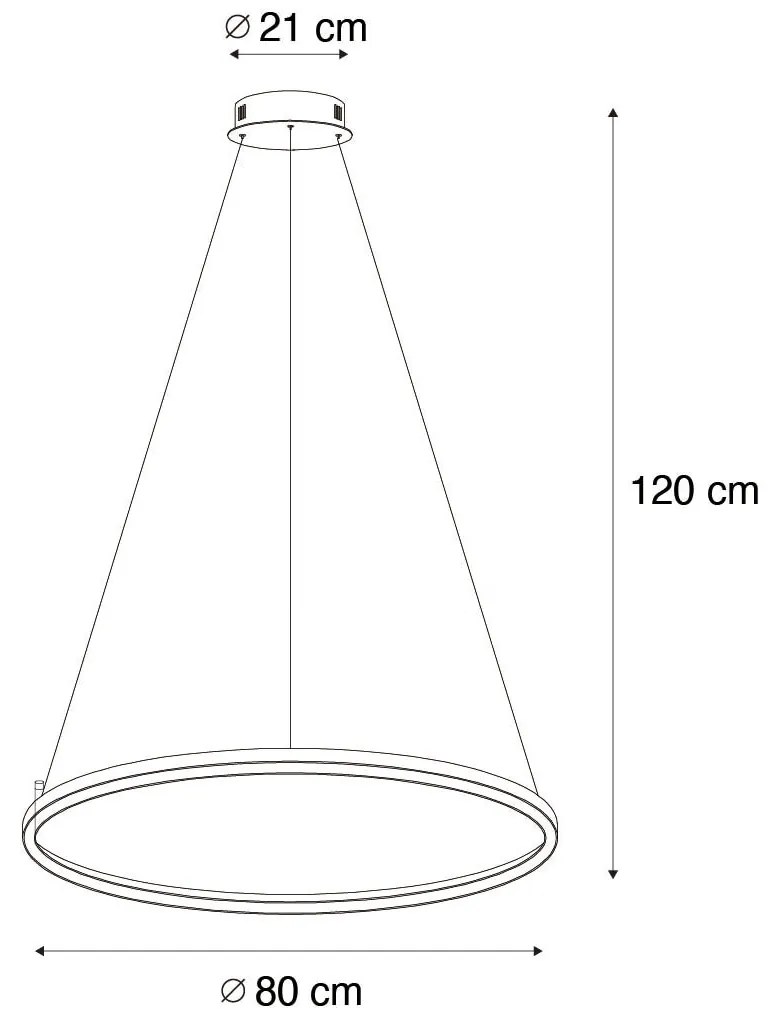Lampă pendantă inteligentă neagră 80 cm cu LED și RGBW - Girello