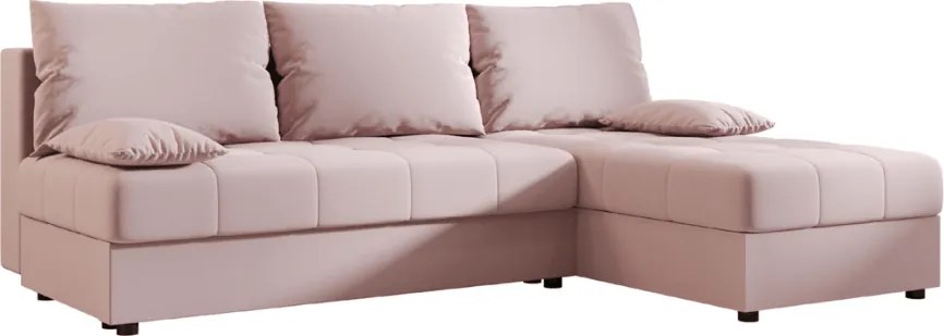 Coltar extensibil de colt VENORIA SLIM, roz pudra, reversibil, 200x143 cm + 2 perne GRATUIT