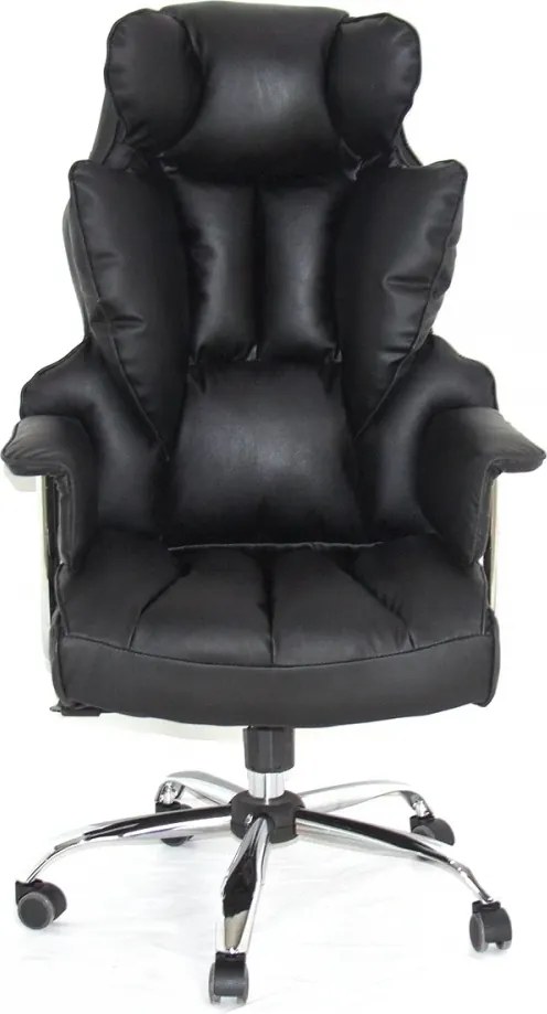RESIGILAT- Scaun directorial cu spătar înalt și reglabil, piele ecologică, Negru