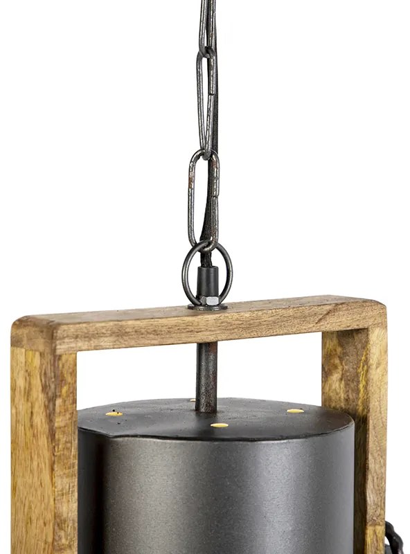 Lampă suspendată industrială gri închis cu lemn de mango - Mangoes