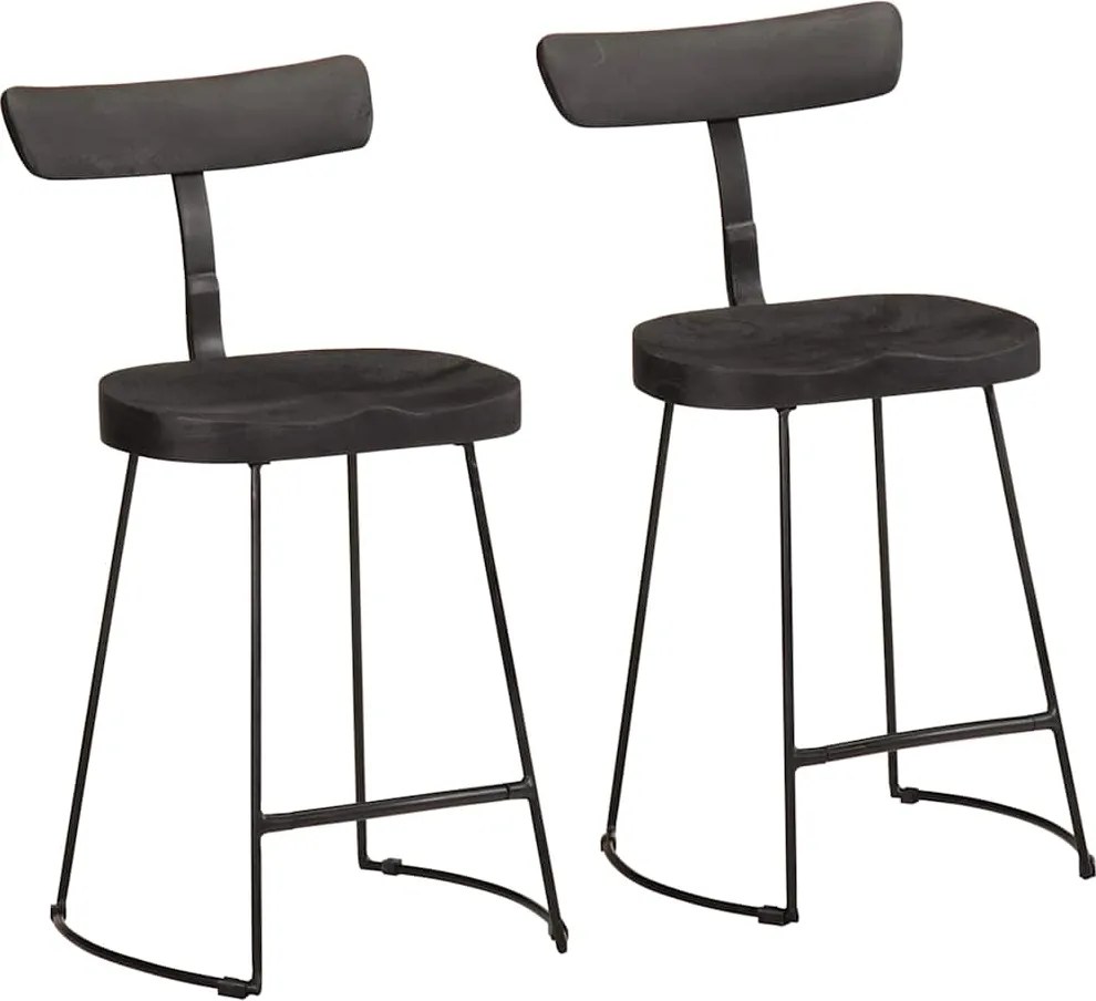 vidaXL Scaune de bar 2 buc Negru 49x43x79 cm Lemn masiv Mango
