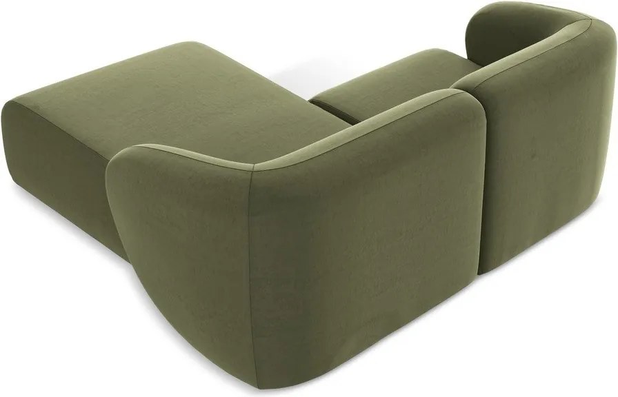 Colțar verde cu tapițerie din catifea (cu colț pe partea dreaptă/cu șezlong) Lani – Makamii