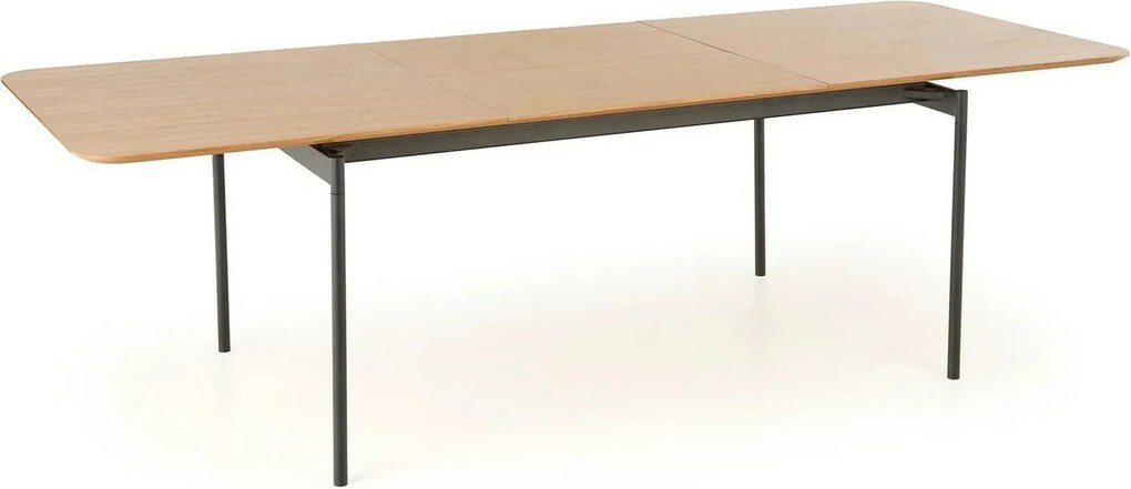 Masa extensibila SMART, stejar/negru, furnir/metal, 170/250x100x76 cm