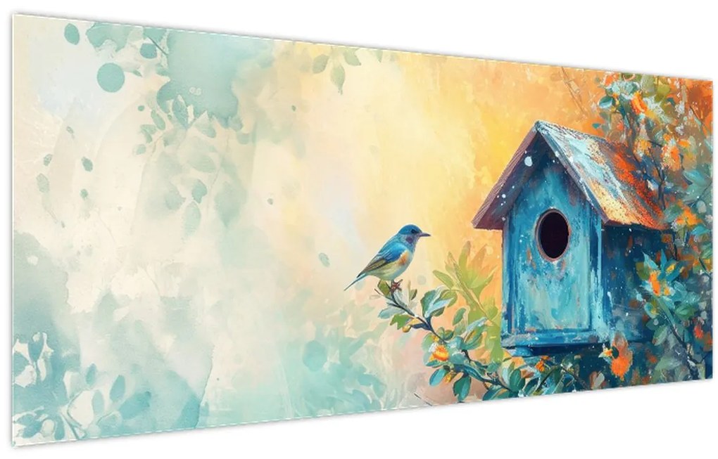 Tablou - Birdhouse, acuarelă, acuarelă (120x50 cm)