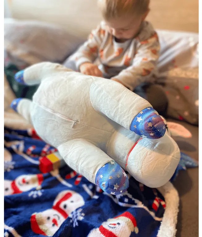 UNICORN de plus cu paturica cocolino in interior, albastru