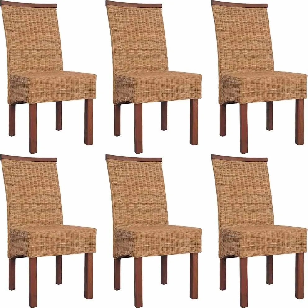 vidaXL Scaune de bucătărie, 6 buc., maro, ratan natural