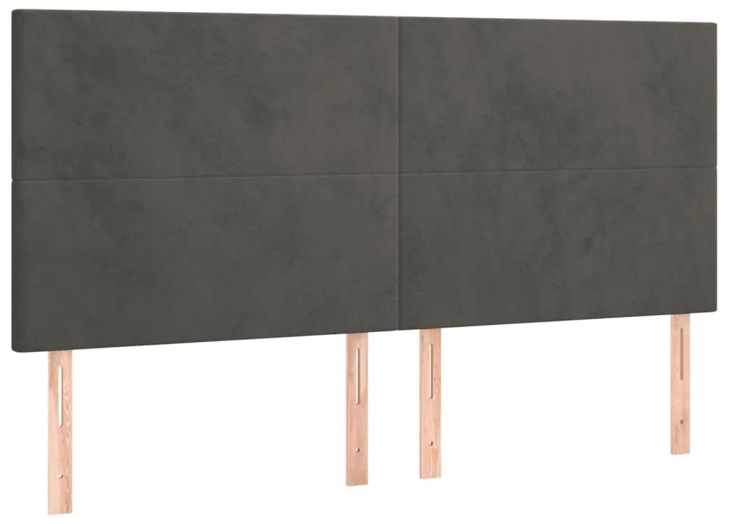 Cadru de pat cu tablie, gri inchis, 160x200 cm, catifea Morke gra, 160 x 200 cm, Design simplu