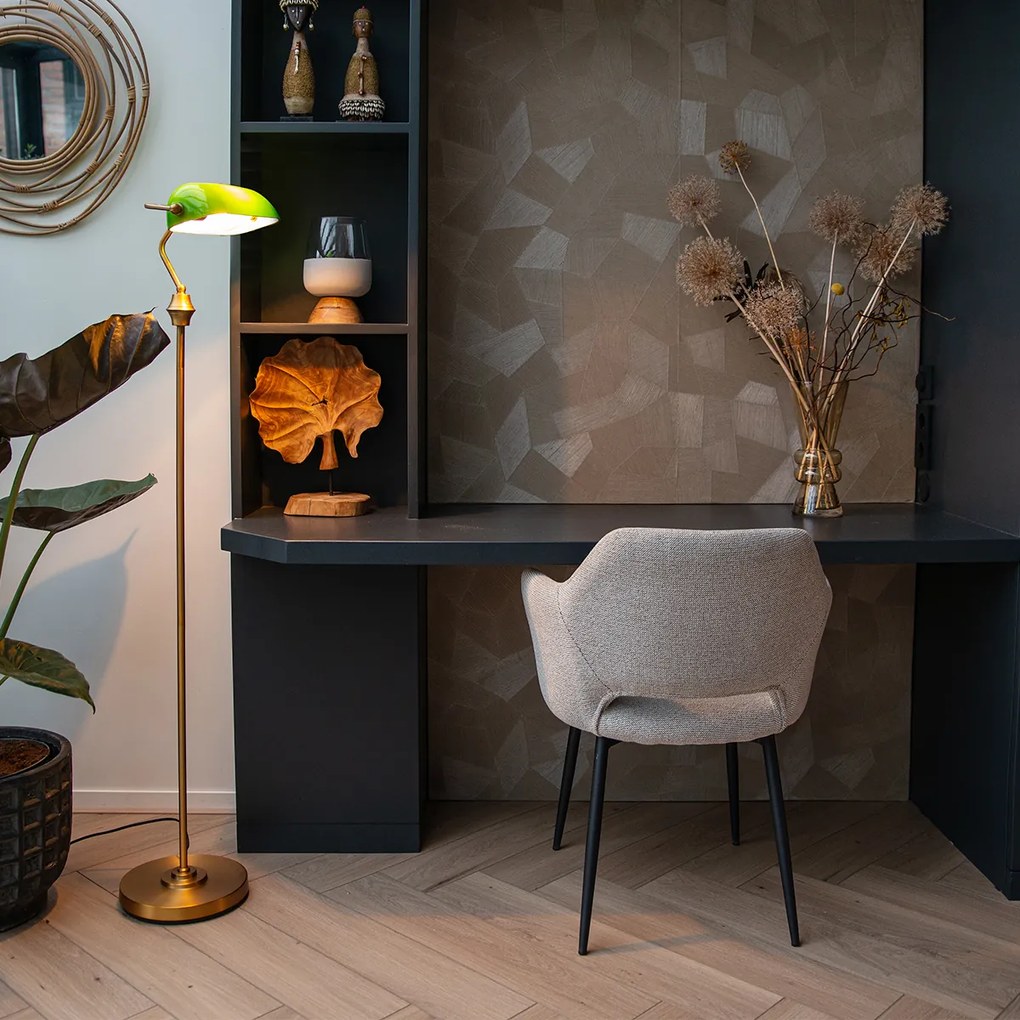 Lampă de podea clasică notar bronz cu sticlă verde - Banker