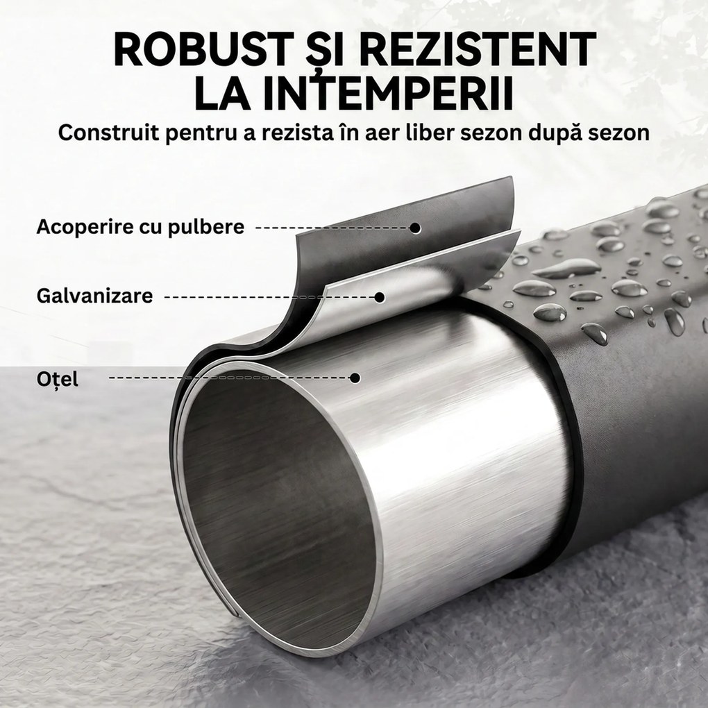 Outsunny Suport Lemne de Foc Interior și Exterior din Oțel Galvanizat cu Husă Oxford, 500 kg, 260x38x118 cm, Negru | Aosom Romania