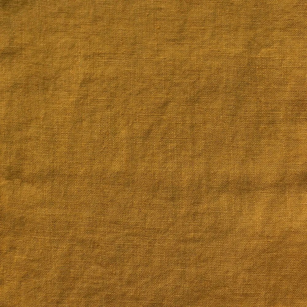 Draperie galben ocru-maro din in 140x330 cm Bronze – Linen Tales