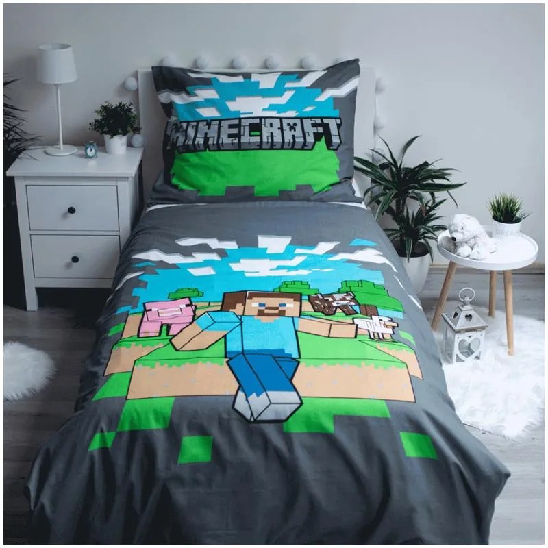 Minecraft husa de pat 140×200cm, 70×90 cm