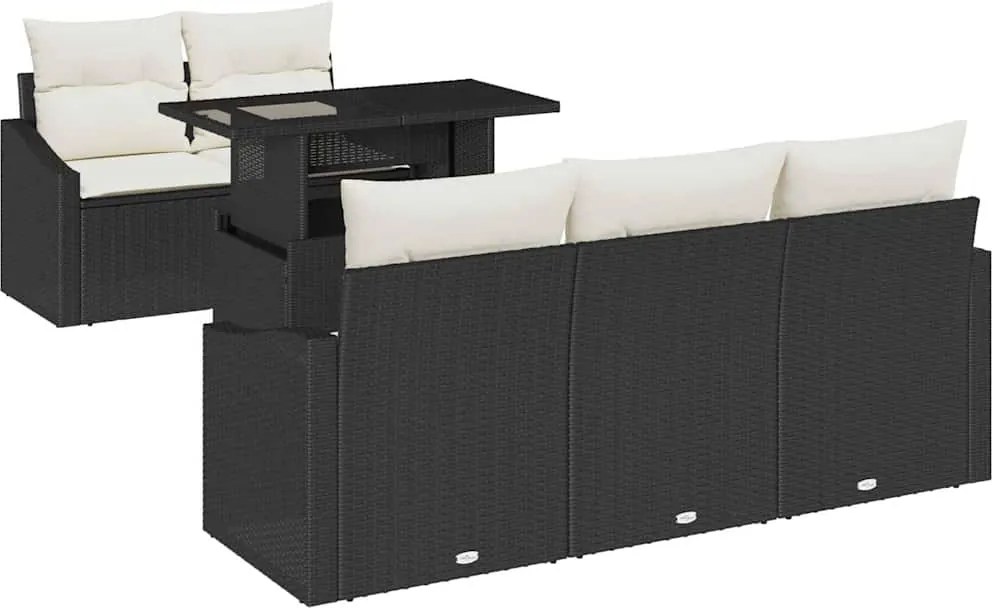 vidaXL Set de canapele pentru grădină 6 pcs Negru Rattan poli