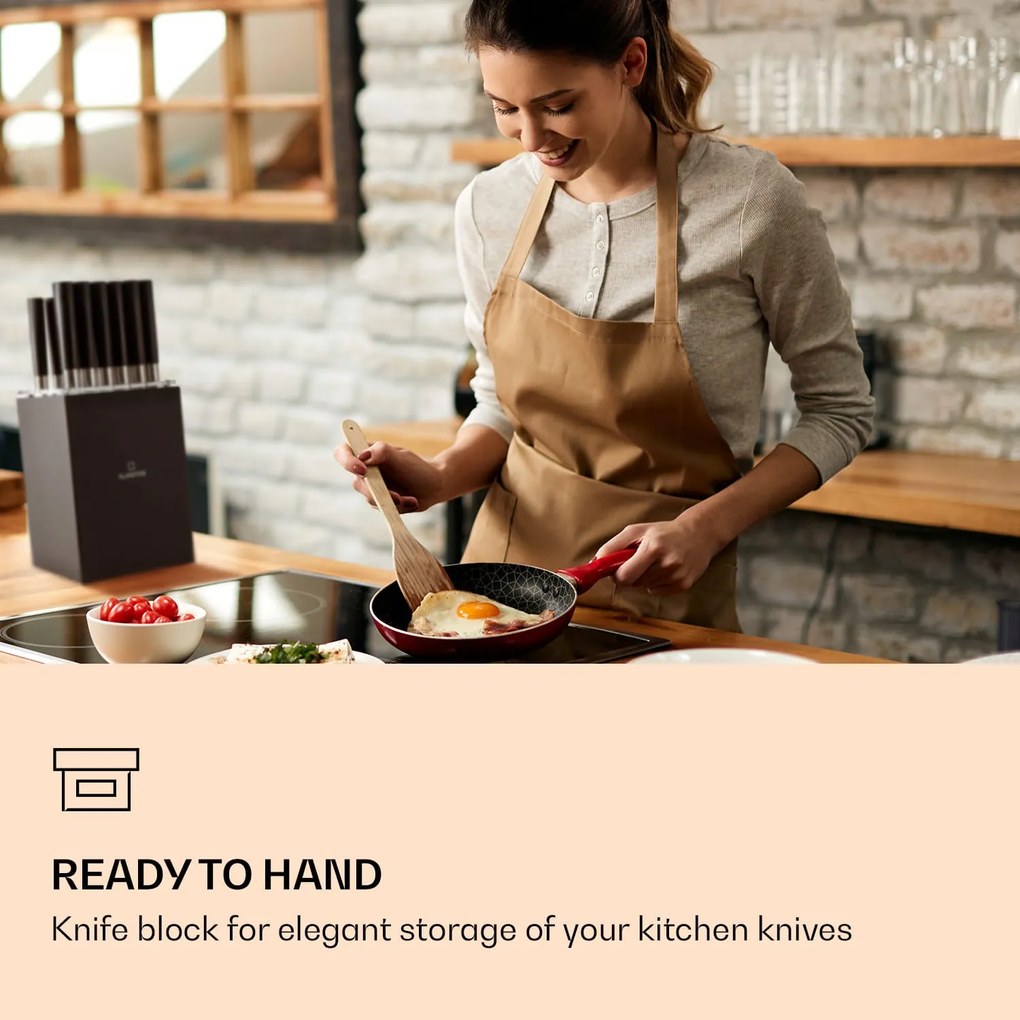 Klarstein Kitano XL Set de 13 piese Set de cuțite cu suport, 12 cuțite, oțel, suport luxos din lemn