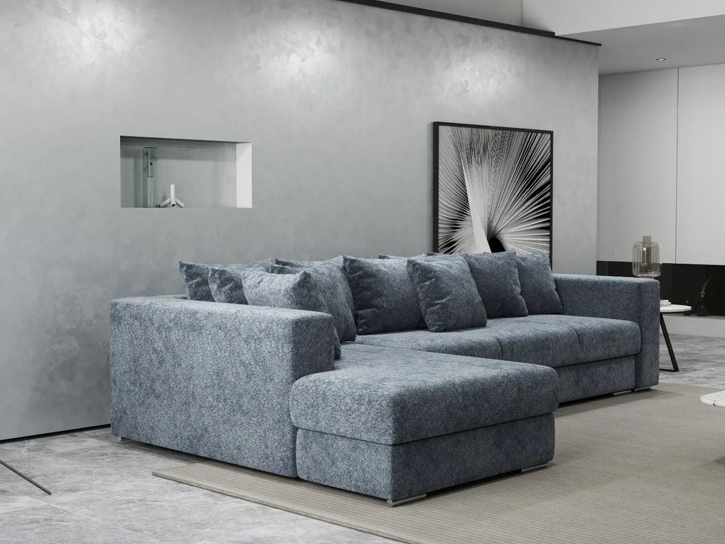 Colțar extensibil dumonde cu ladă de depozitare si sezut confortabil din spuma high-density, Gloria Euphoria Grafit 320x183 cm