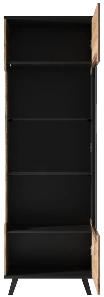 Corp depozitare Random W1 stejar wotan/negru - L60 x A40 x h182 cm