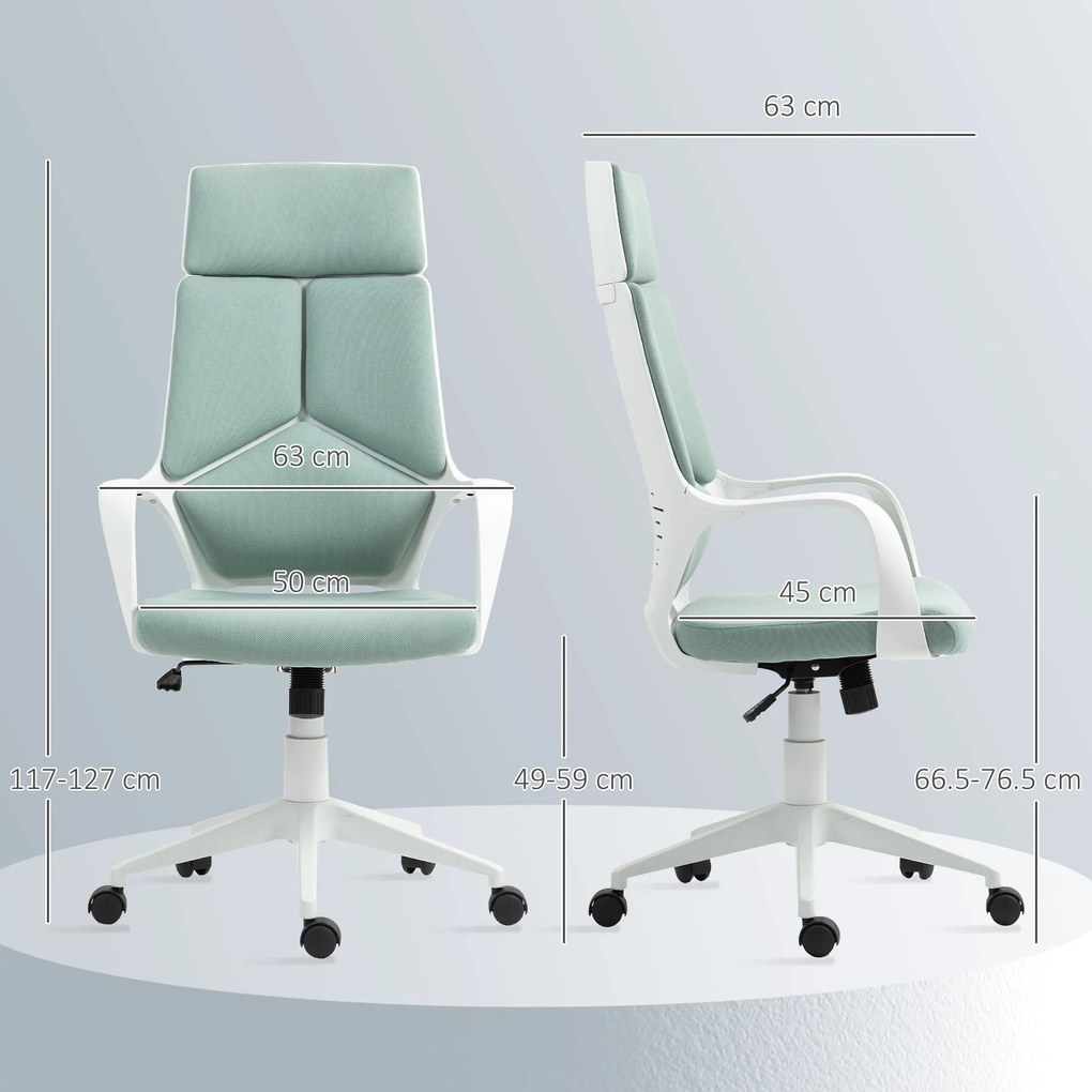 HOMCOM Scaun pentru Birou sau Gaming în Material Textil cu Spătar Înalt Verde | Aosom Romania