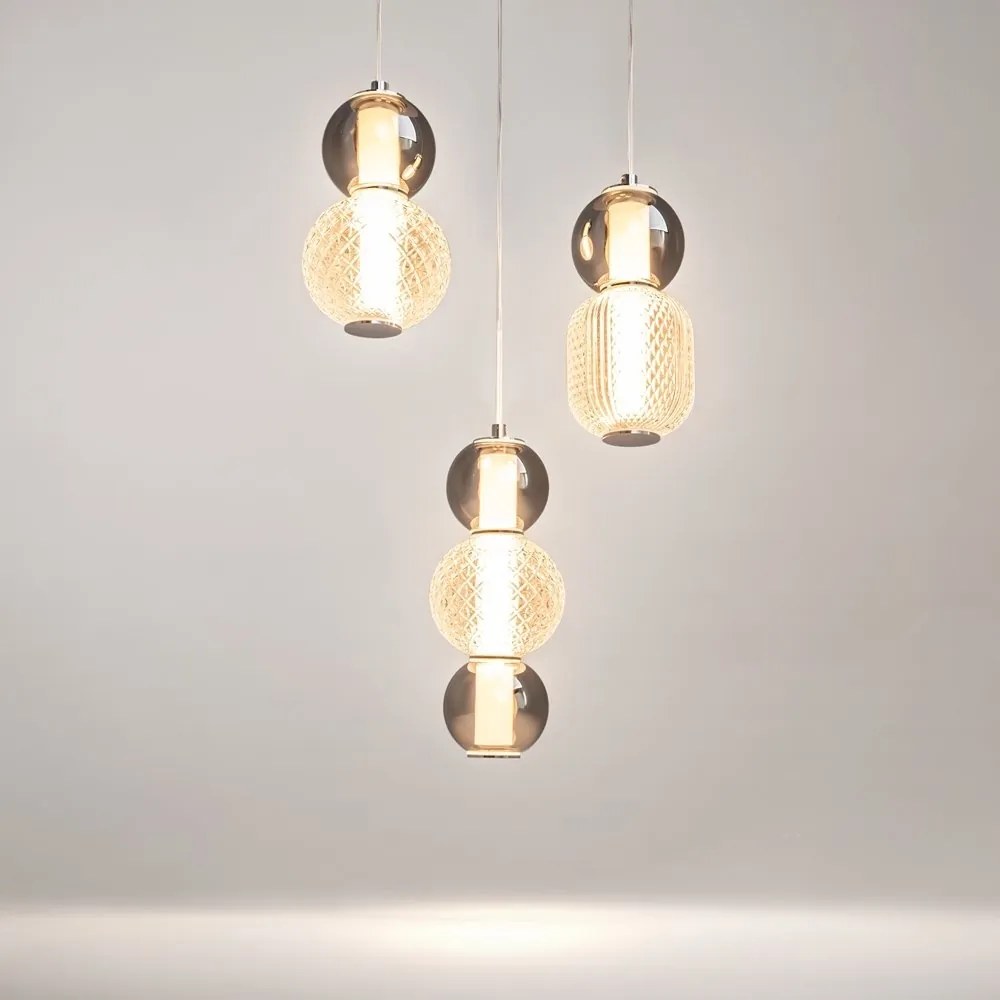 Lustra LED suspendata design modern decorativ Drop 3L crom