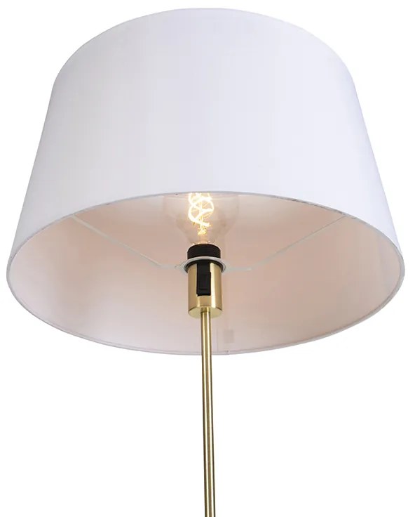 Lampă de podea aurie/din alamă cu abajur din in alb 45 cm - Parte