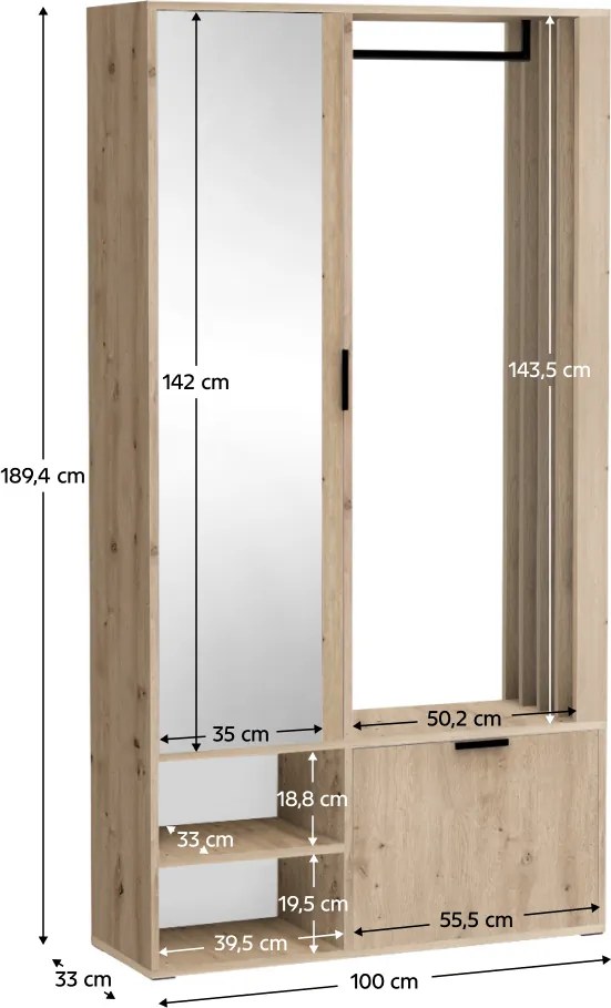 Set pentru hol, stejar artisan, MUNA