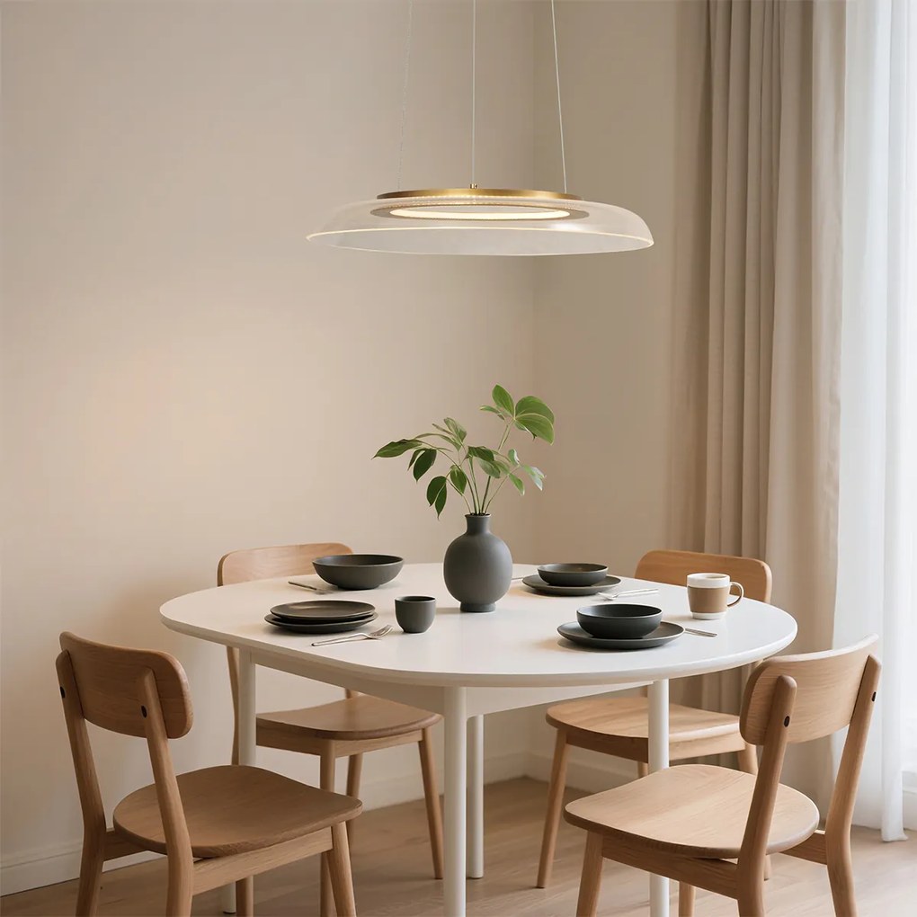 Lampă suspendată de design aurie și transparentă, cu reglare în 3 trepte - Scacrylic