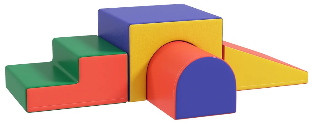 HOMCOM Modul motricitate bebeluși 4 buc. parcurs motricitate bebeluși din spumă EPE pentru copii preșcolari, multicolor | Aosom Romania