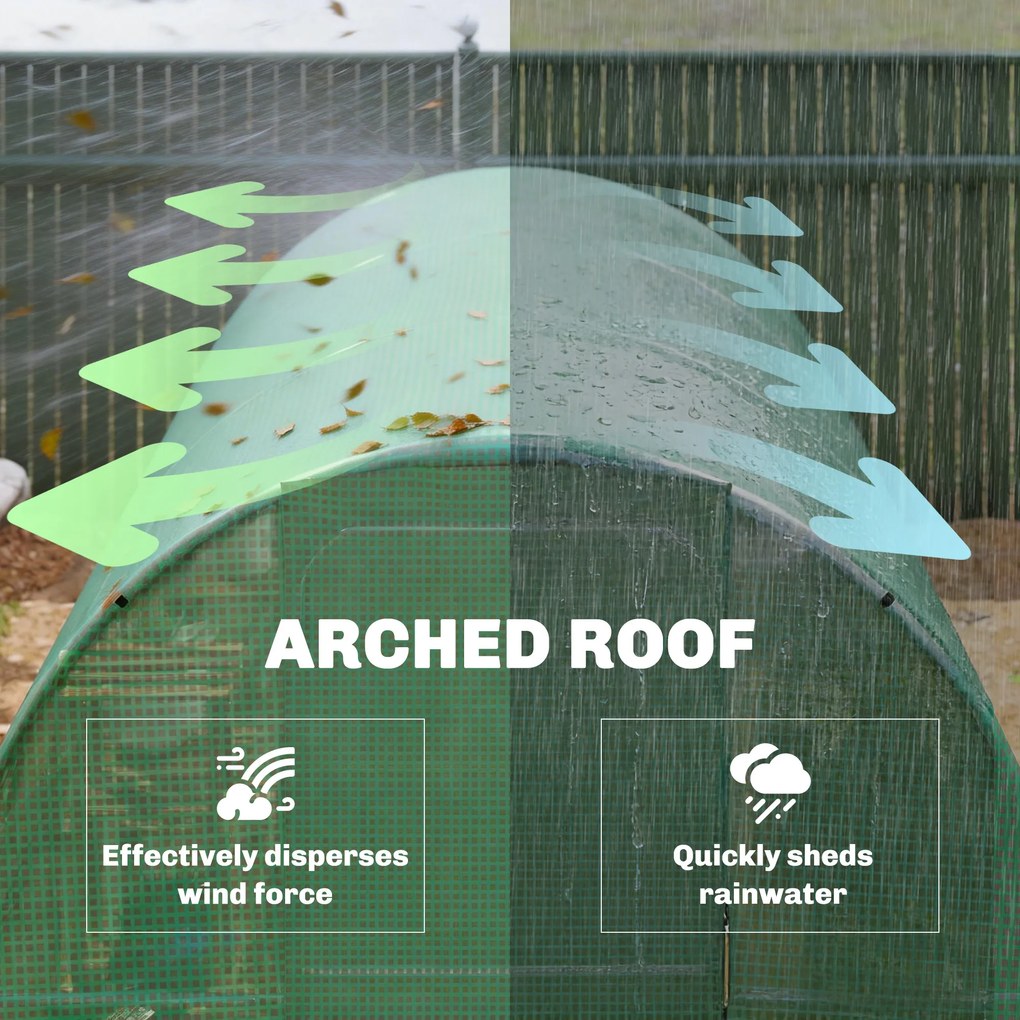 Outsunny Seră 3 x 2 x 2 m seră din folie cu ușă batantă încuiabilă, 6 ferestre rulabile din plasă, stâlpi de susținere | Aosom Romania