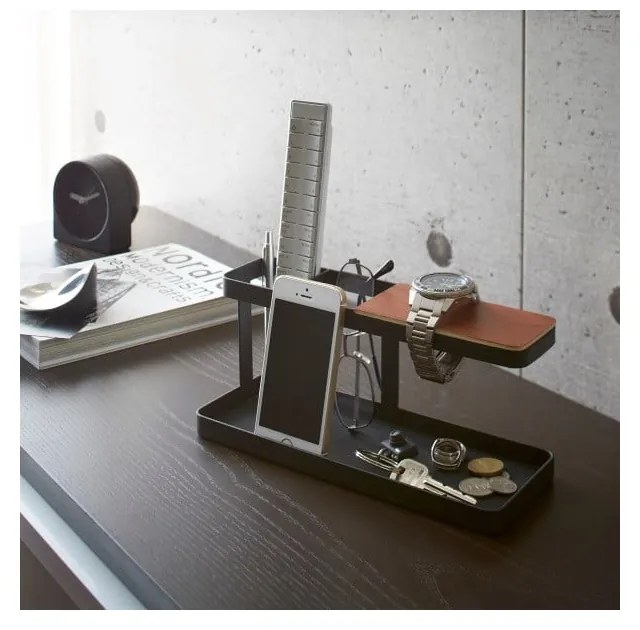 Suport multifuncțional YAMAZAKI Tower Desk Bar, negru