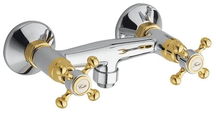 Baterie argintiu-lucioasă/aurie pentru duș cu montare pe perete (1 ieșire) Antea – Sapho