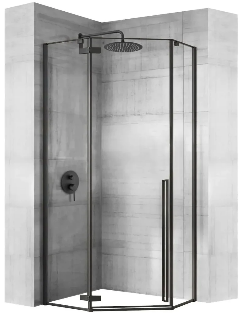 Cabina de dus Diamond negru mat 100x100 cm