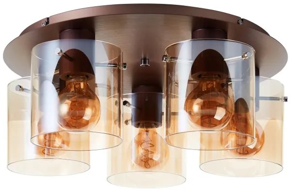 Brilliant - Plafonieră PETJE, 5xE27/40W/230V, Ø 52 cm, maro/fumuriu