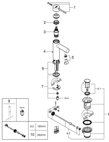 GROHE 23379001 - Baterie pentru lavoar ESSENCE, mărime S, crom lucios