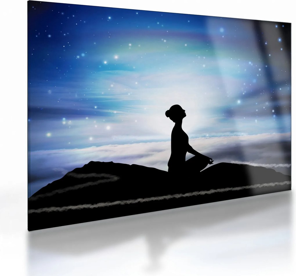 Tablou pe sticlă - Femaia meditând (70x50 cm)