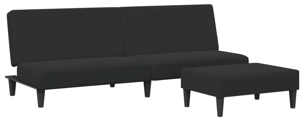 3216234 vidaXL Canapea extensibilă cu taburet, 2 locuri, negru, catifea