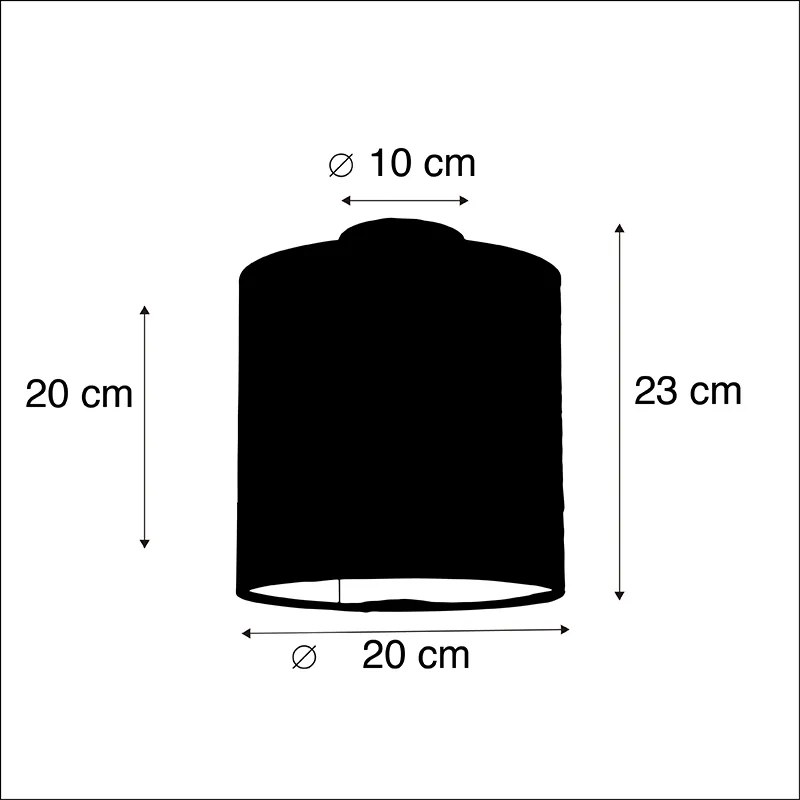 Plafoniera cu abajur din catifea roz prafuit cu auriu 20 cm - Combi Black