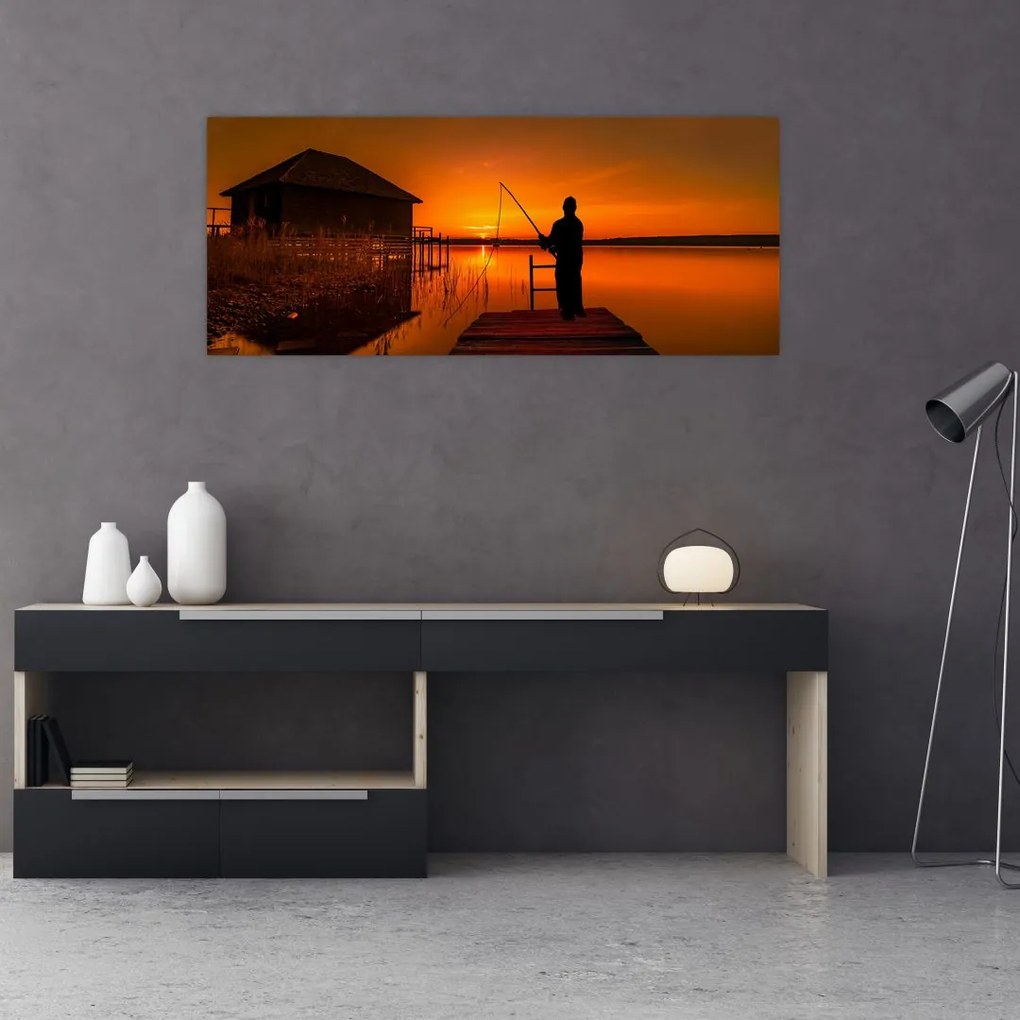 Tablou cu pescar (120x50 cm)
