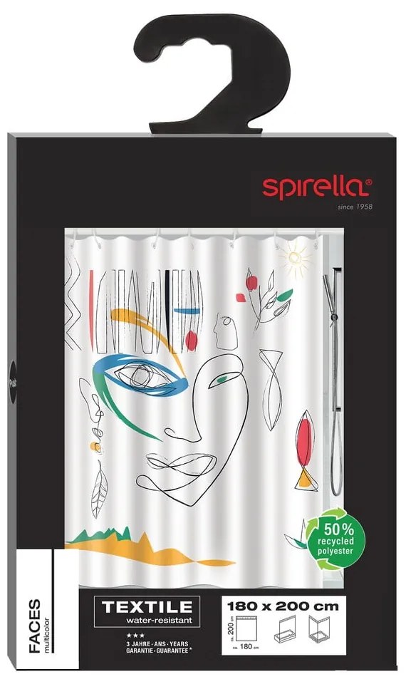 Perdea de duș 180x200 cm Faces – Spirella