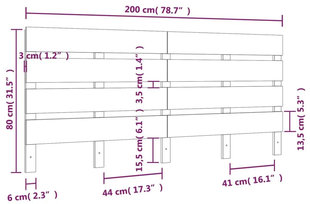 Tablie de pat, 200x3x80 cm, lemn masiv de pin 1, Maro, 200 x 3 x 80 cm
