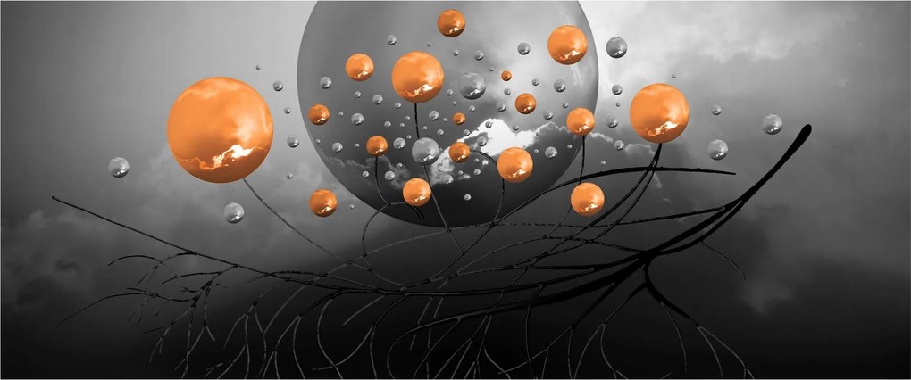 Tabloul cu bile portocalii (120x50 cm)