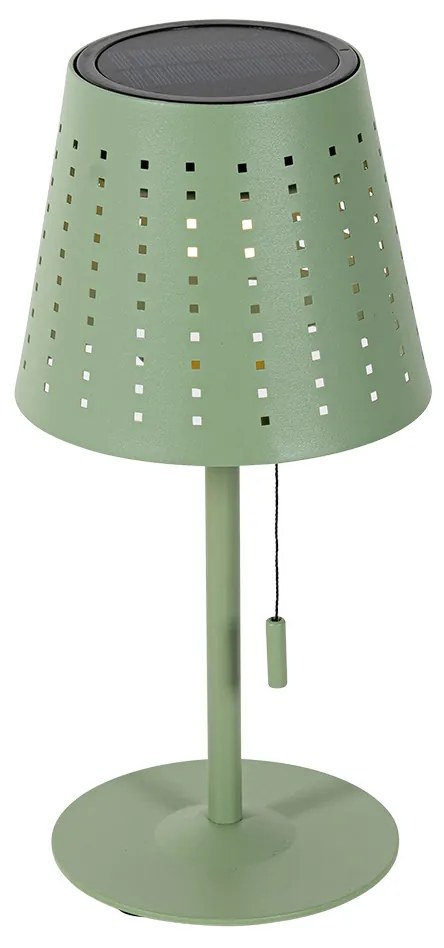 Lampă de masă de exterior verde cu LED inclus, reglabilă în 3 trepte, reîncărcabilă și solară - Ferre