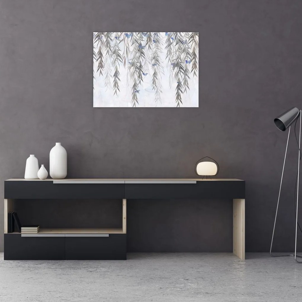 Tablou - Crenguțe de salcie cu fluturi (70x50 cm)