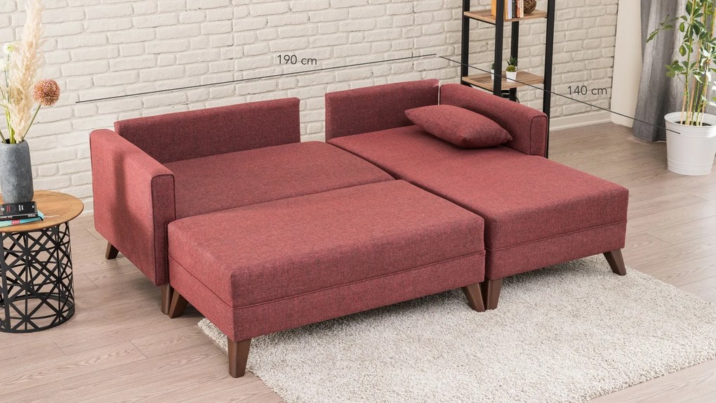 Canapea extensibilă de colț Bella Corner Sofa Right 2 - Claret Red