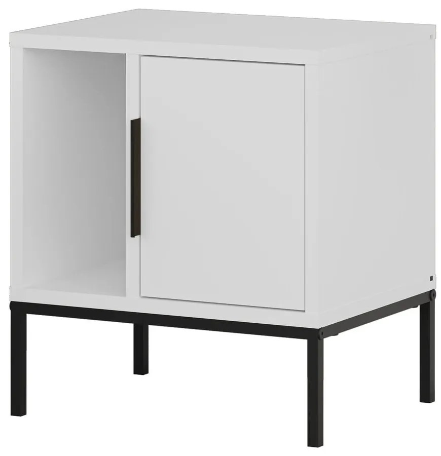 Noptieră albă cu rafturi Lani – Marckeric