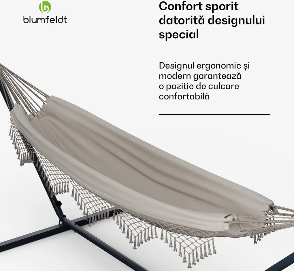 Blumfeldt Hamac SwayStation Boho, 400 x 116 cm, rezistent la intemperii, rezistent la rugină
