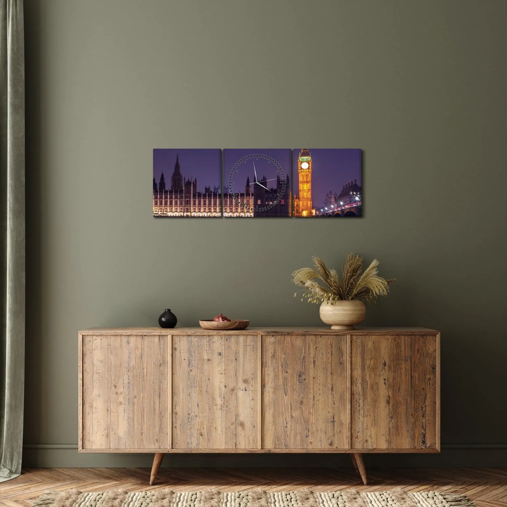 Tablou Londra (cu ceas) (90x30 cm)